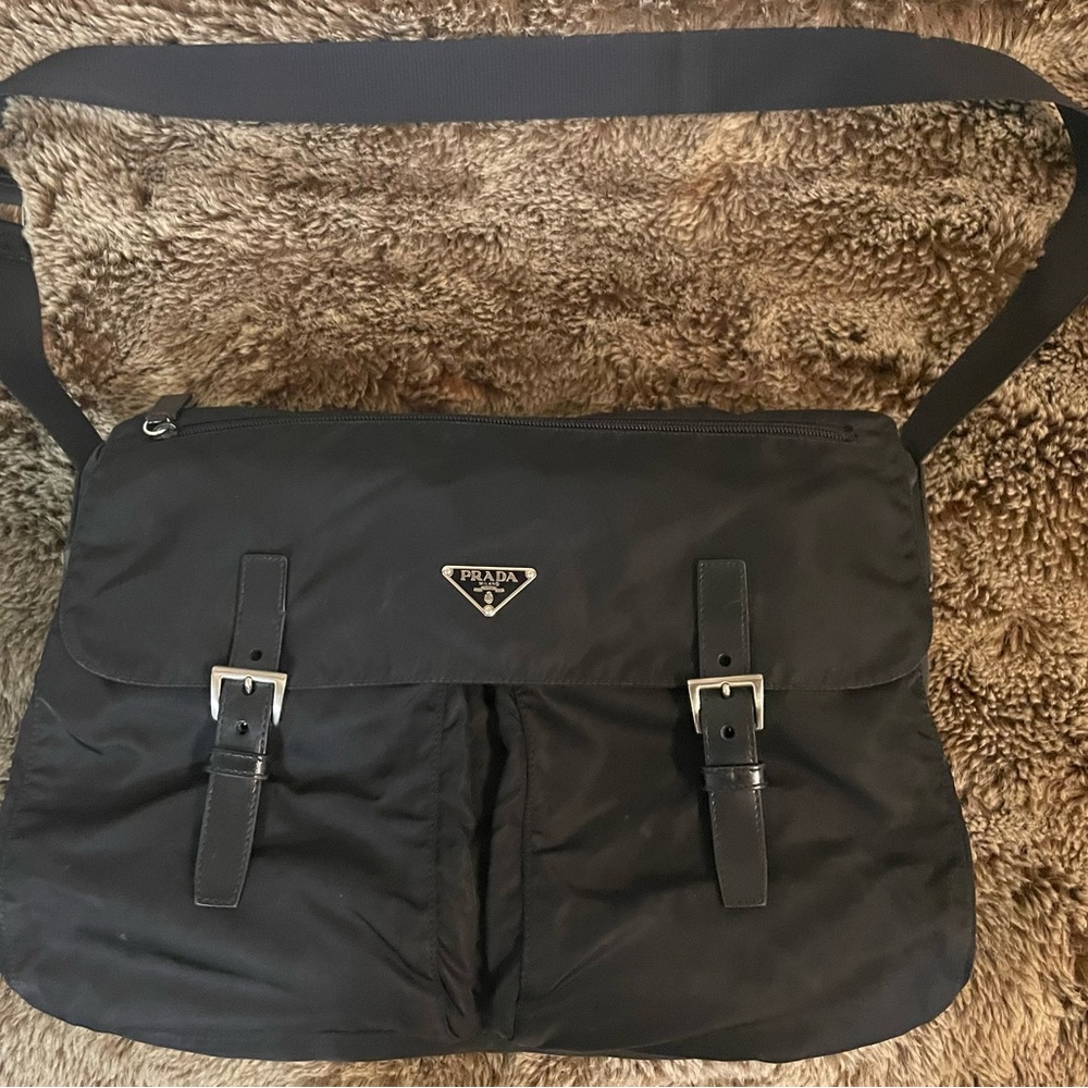 Prada Black Nylon Vela Sport Messenger Bag